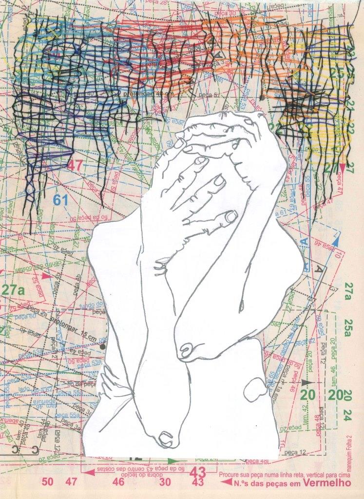 Agonia, 2015. Desenho bordado sobre papel, 29,7x21cm.