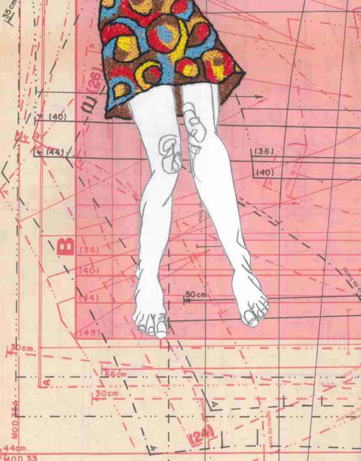 Balanço Viçoso, 2016. Desenho bordado sobre papel, 29,7x21cm.