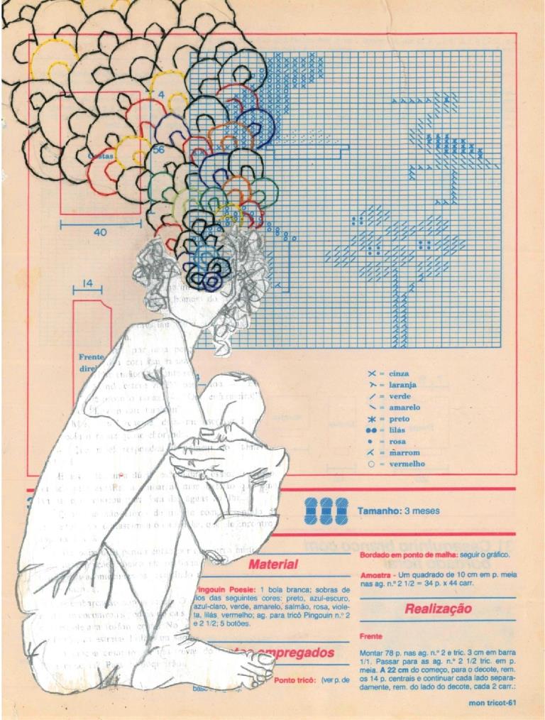 Caraminhola, 2016, Desenho bordado sobre papel, 29,7x21cm.