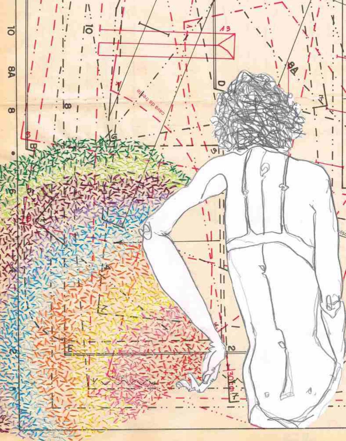 Cor interior, 2016. Desenho bordado sobre papel, 29,7x21cm.