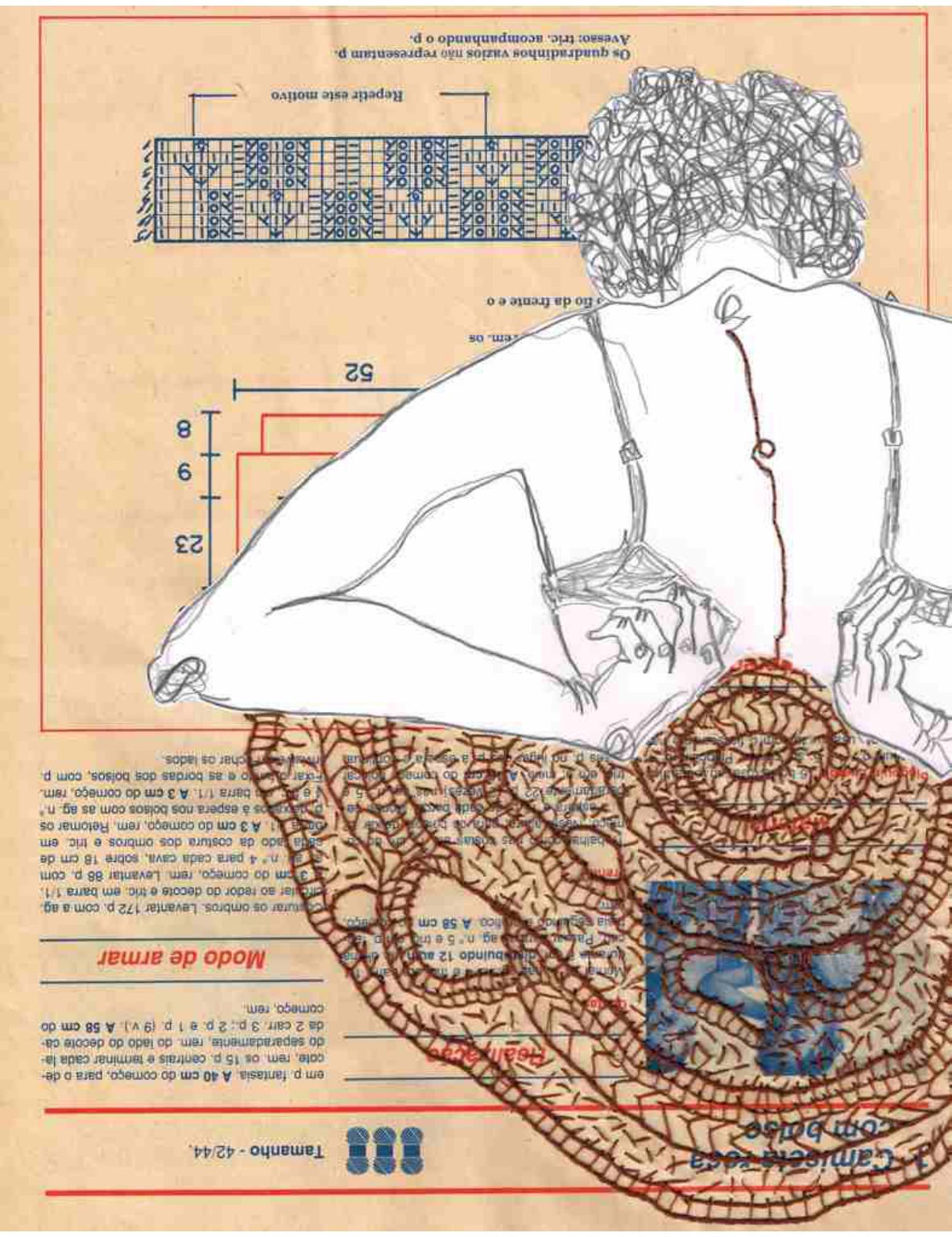 Desembrulho, 2015. Desenho bordado sobre papel, 29,7x21cm.