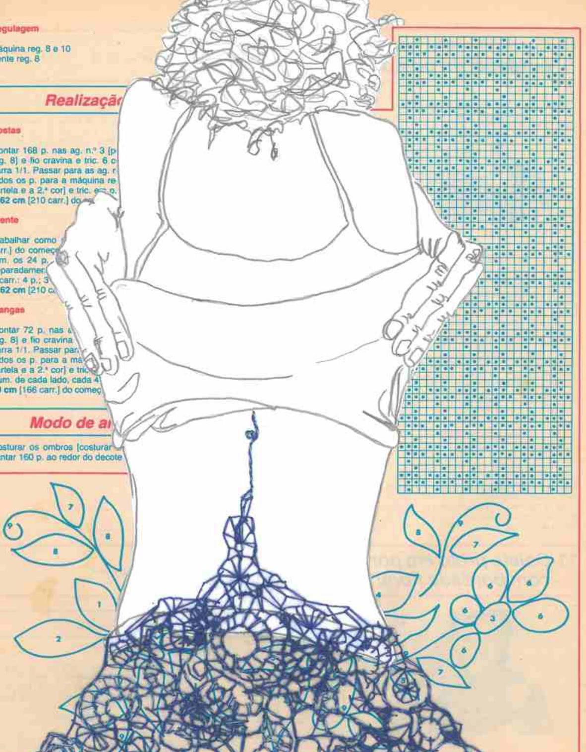 Despir-se, 2015. Desenho bordado sobre papel, 29,7x21cm.