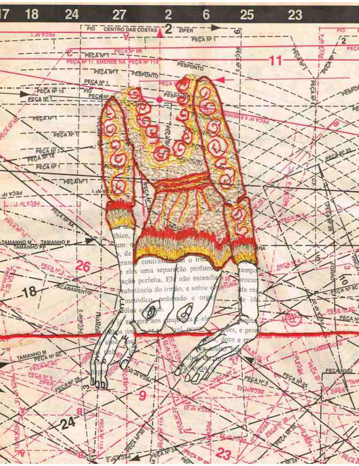 Leve pouso, 2016. Desenho bordado sobre papel, 29,7x21cm.