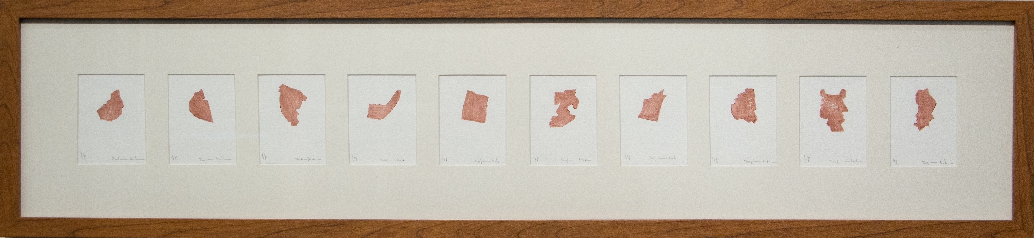 Bairrista, 2018. Xilogravura, 5x7cm cada.