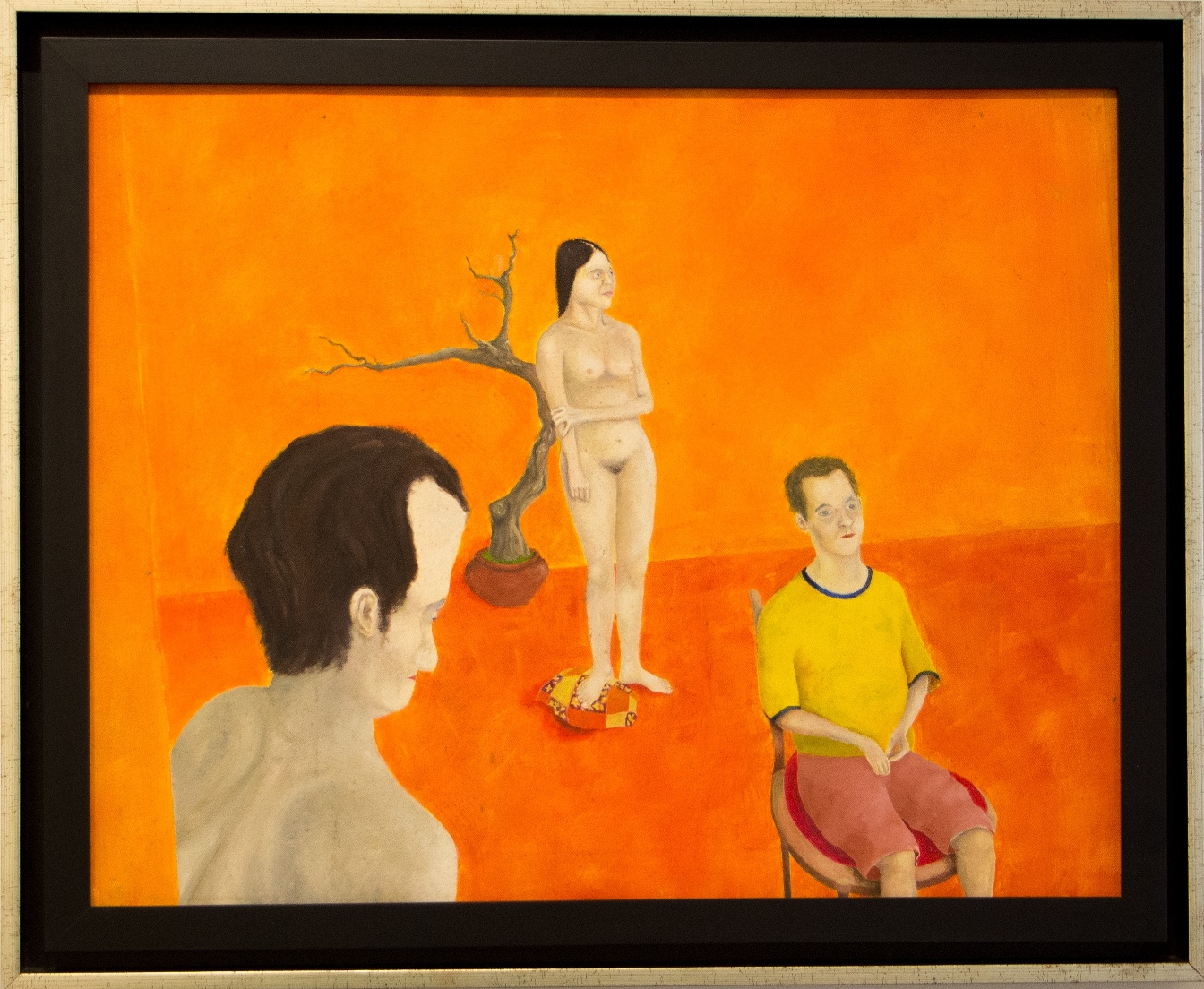 Cena Noturna com 3 Figuras, 2002. Óleo sobre tela, coleção particular.