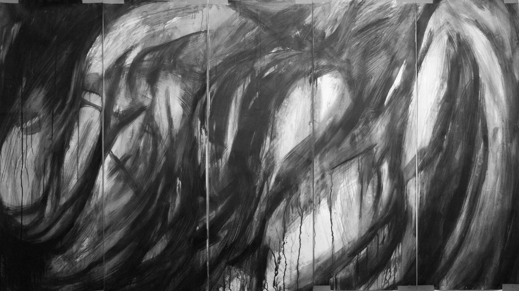 Desenho 2, 2018. Nanquim sobre papel, 230x120cm.