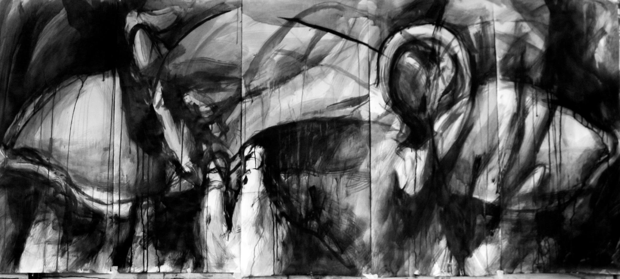 Desenho 5, 2018. Nanquim sobre papel, 230x110cm.