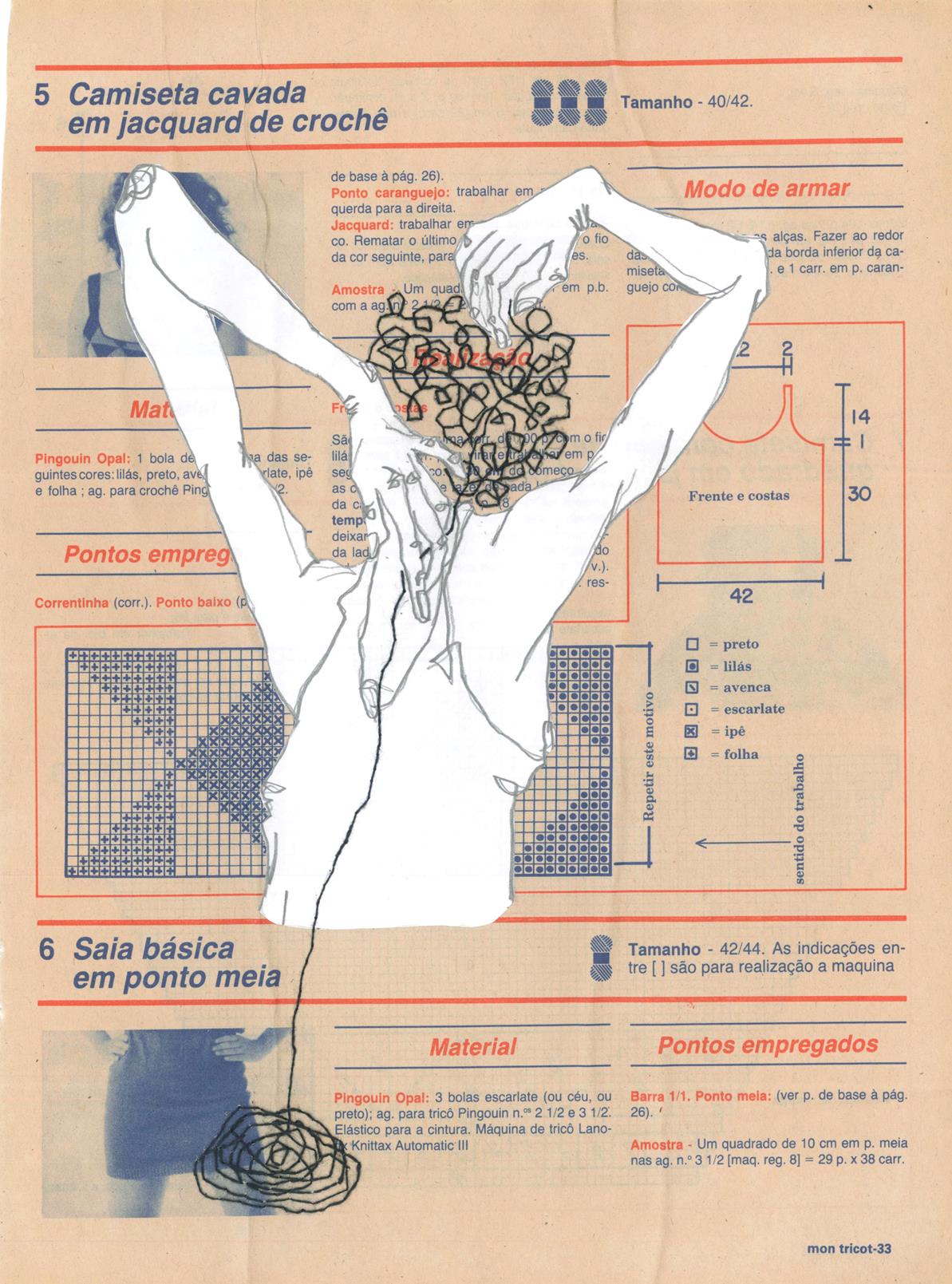 Desenrolo, 2015. Desenho bordado sobre papel, 29,7x21cm.