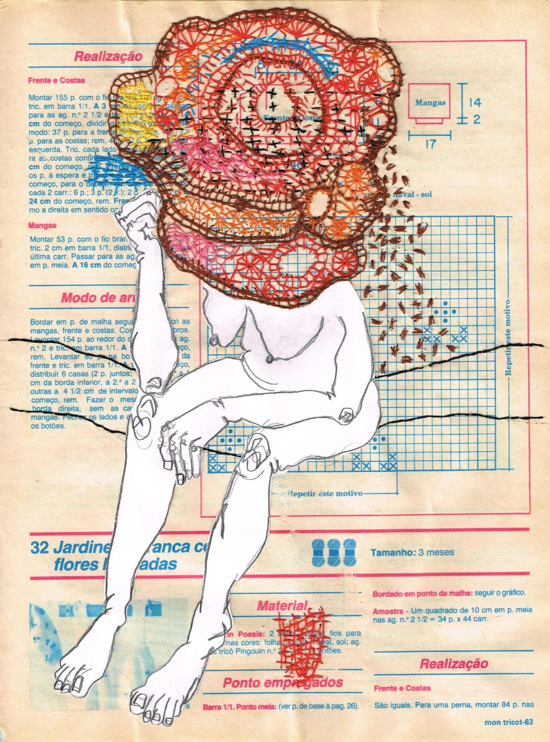 Desvario, 2015. Desenho bordado sobre papel, 29,7x21cm.