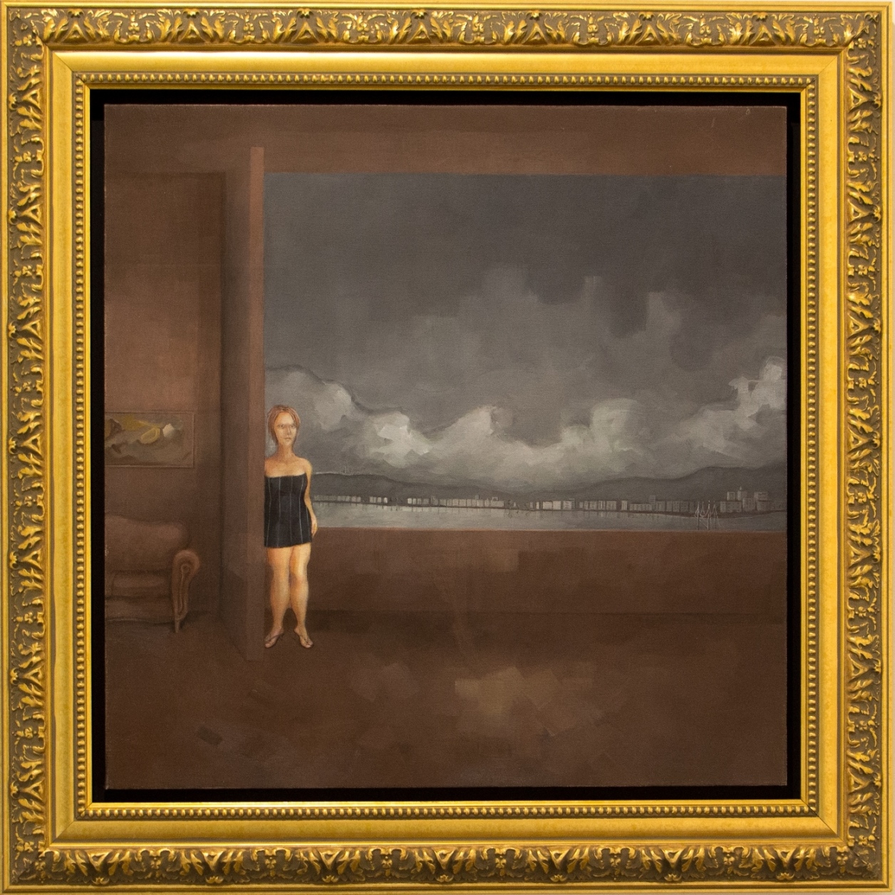 Figura Feminina com Paisagem Urbana, 2003-2006. Óleo sobre tela, coleção particular.