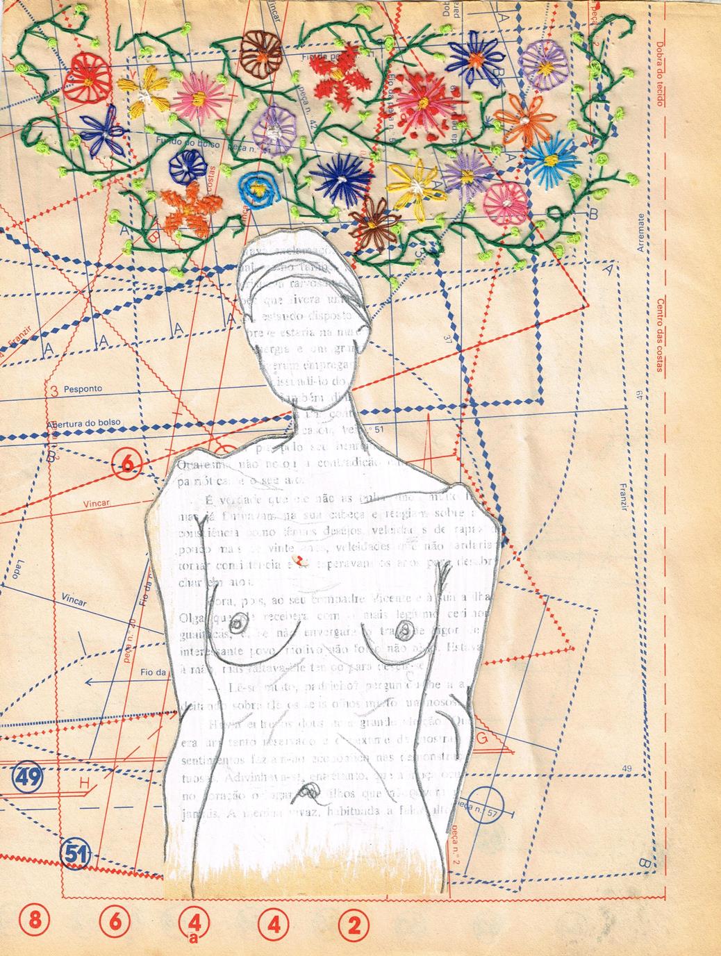 Imaginação, 2015. Desenho bordado sobre papel, 29,7x21cm.