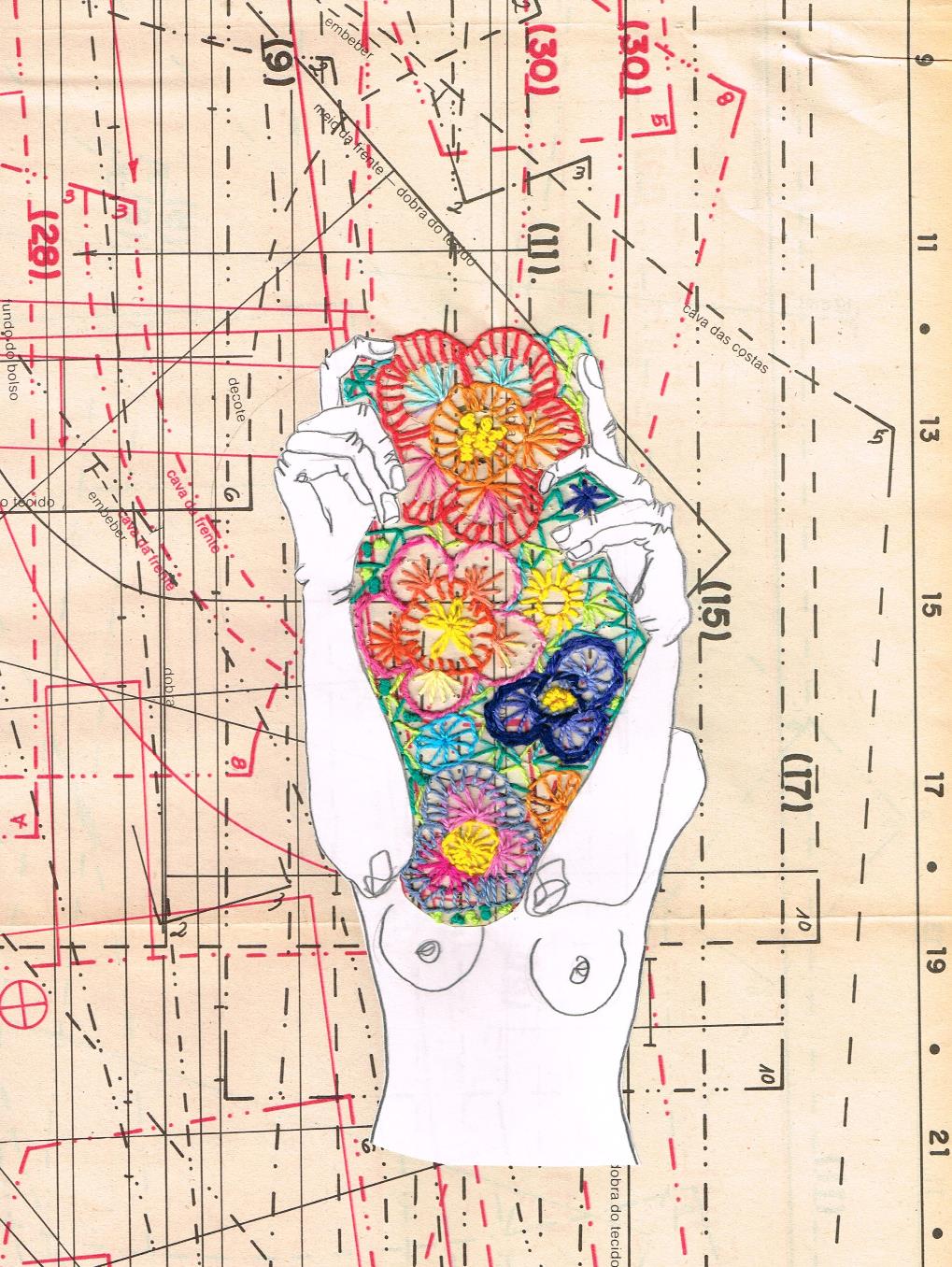 Lente, 2016. Desenho bordado sobre papel, 29,7x21cm.