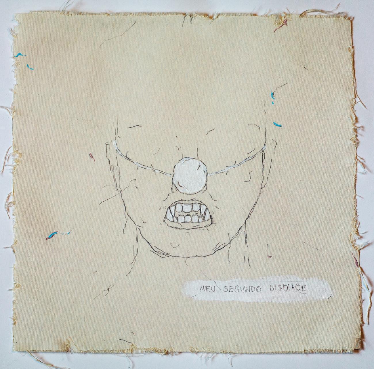 Meu segundo disfarce, grafite e acrílica sobre tecido, 40 x 40 cm, 2014.