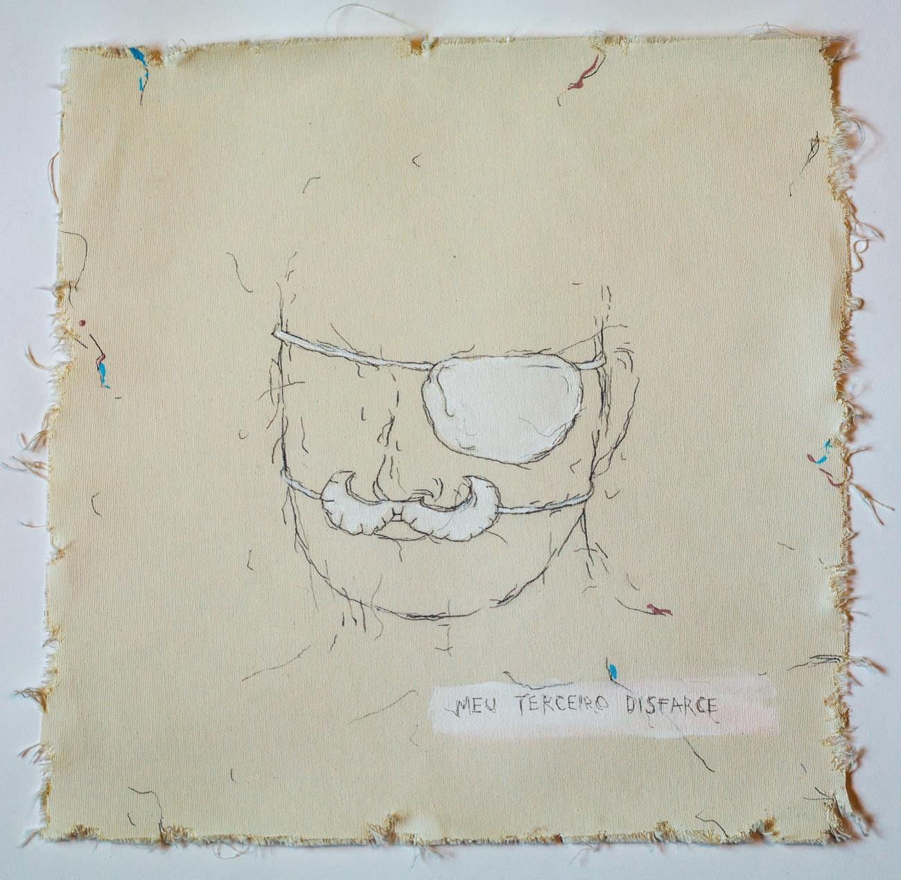 Meu terceiro disfarce, grafite e acrílica sobre tecido, 40 x 40 cm, 2014.