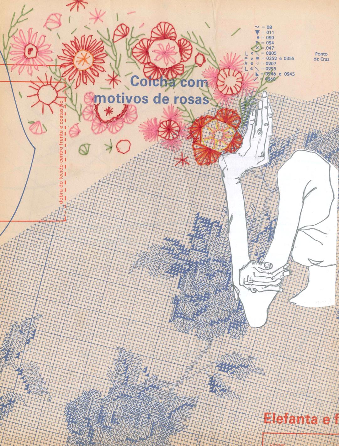 Motivo de Rosas, 2016. Desenho bordado sobre papel, 29,7x21cm.