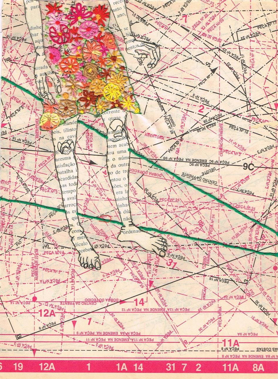 Rumo, 2016. Desenho bordado sobre papel, 29,7x21cm.