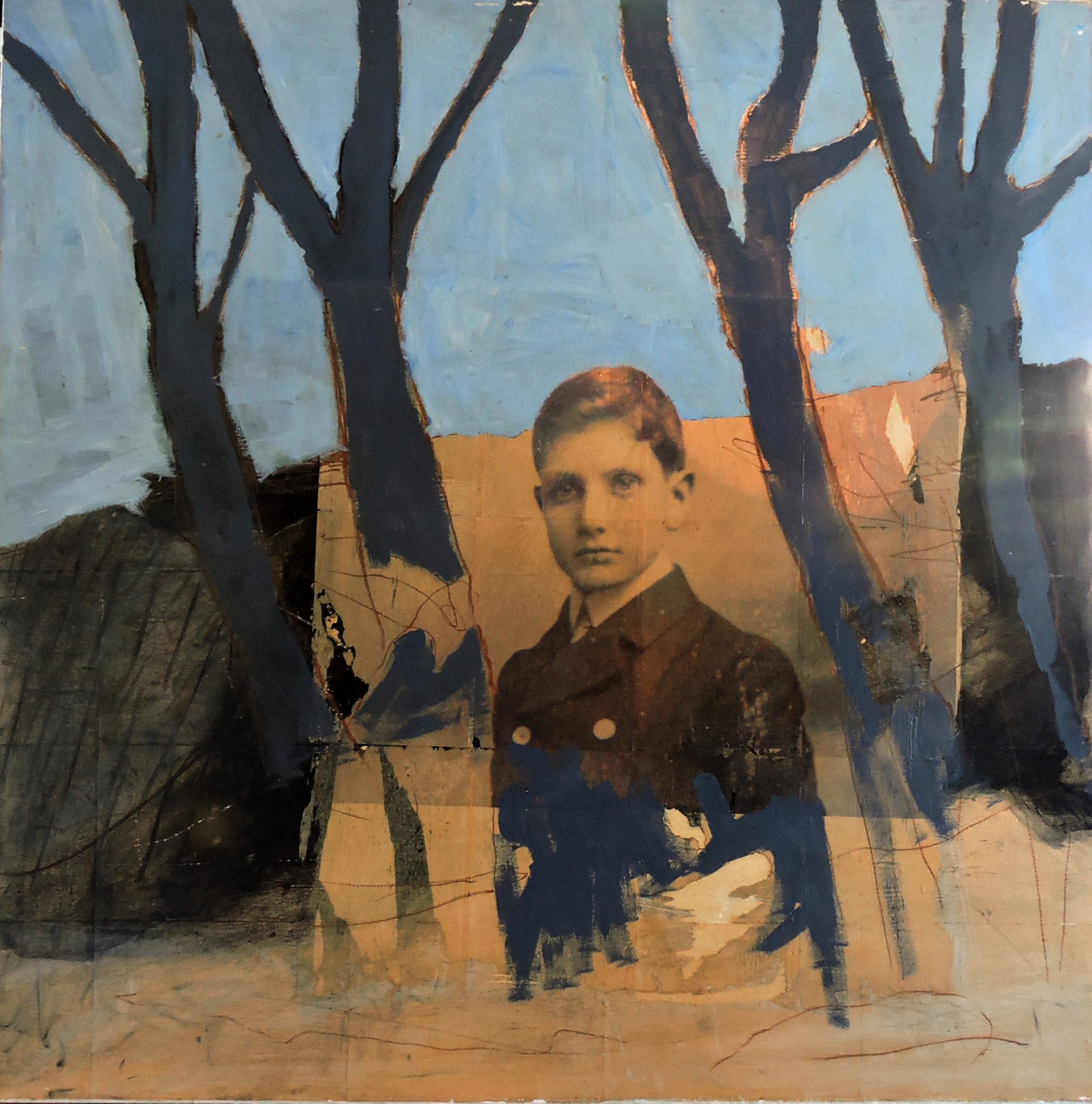 Menino azul, Sobre lugares e gente pintura e fotografia s tela 140x140cm.